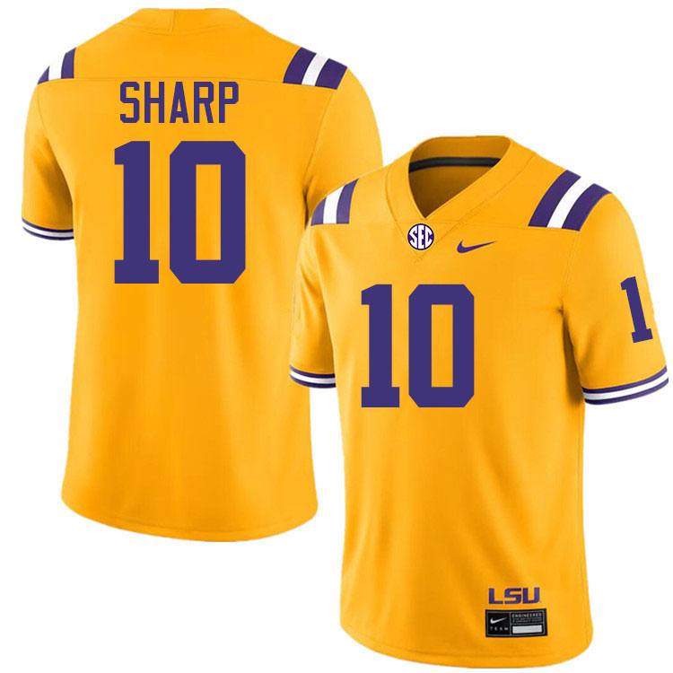 #10 Bauer Sharp LSU Tigers Jersey,Louisiana State University Tigers Football Jersey-Gold